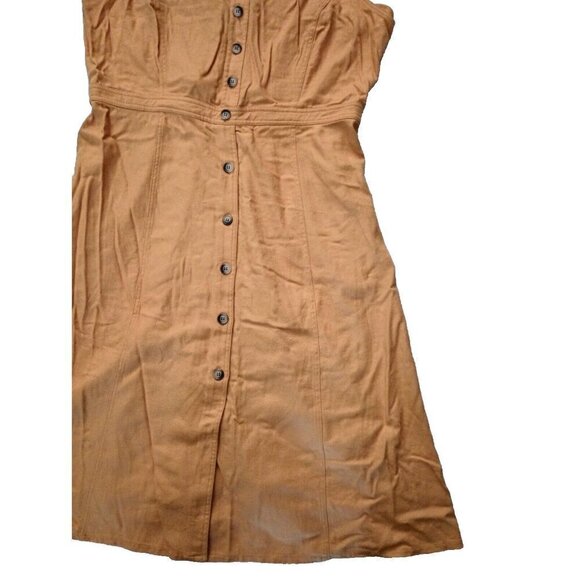 City Chic Mustard Yellow Flutter Sleeve Midi Dress Size S 16 NWT Button Front - Picture 4 of 10